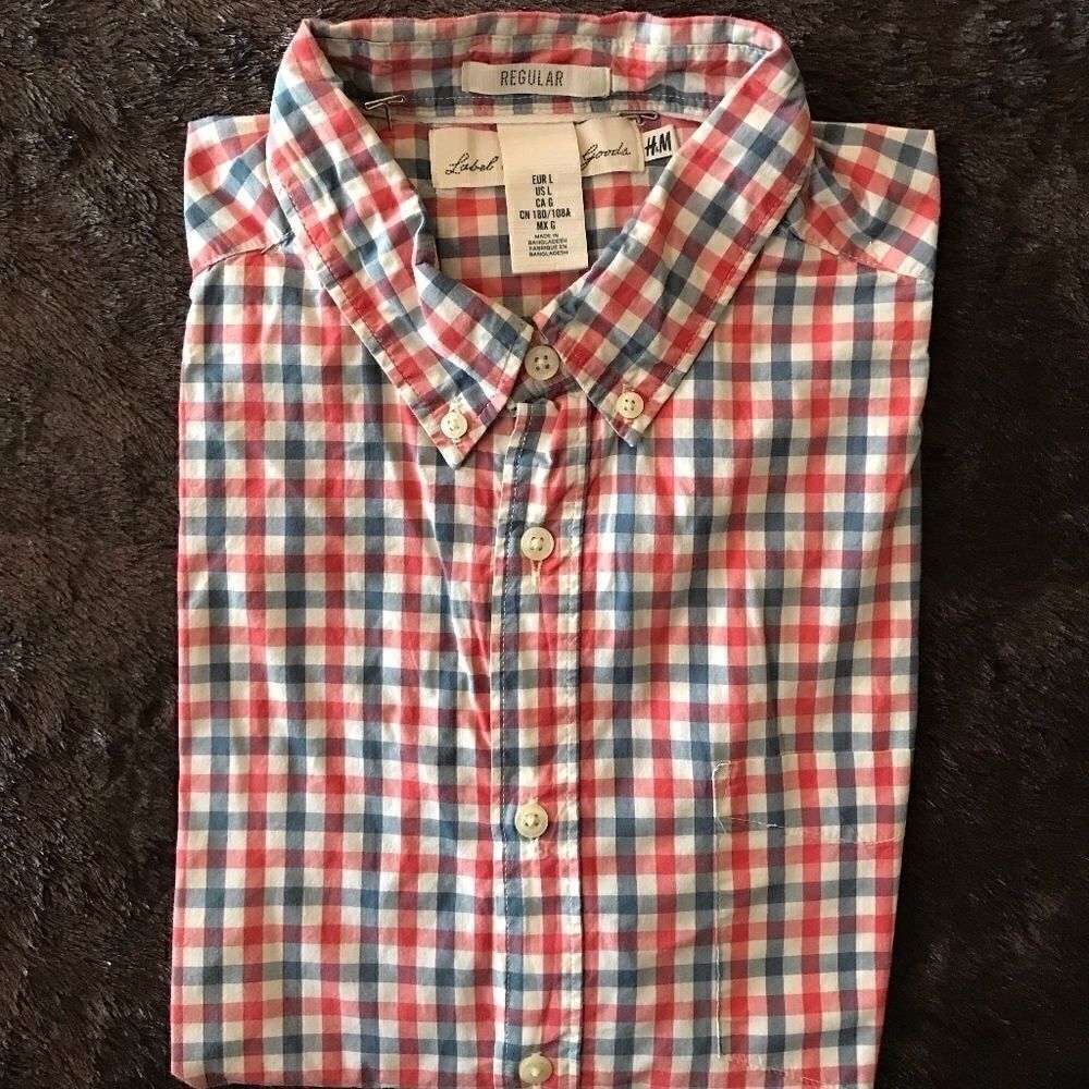 Short Sleeve Madras Shirt Size L